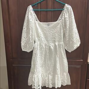 Sugarlips White Eyelet Dress with Pockets